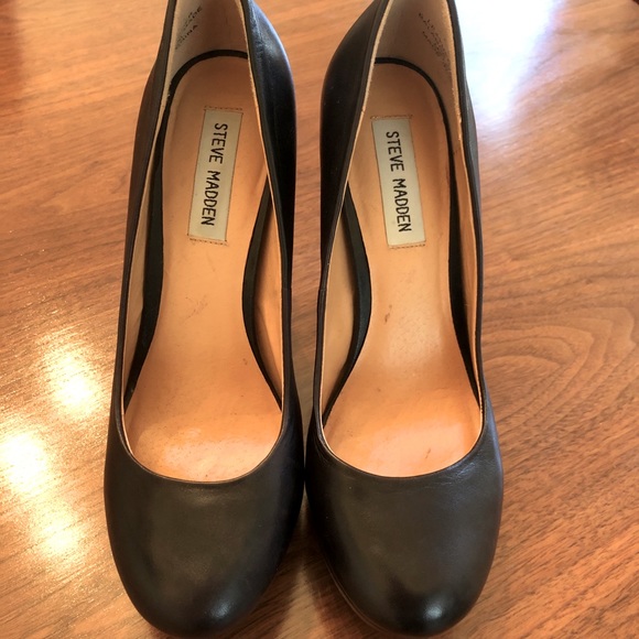 Steve Madden Leather Platform Stacked Heel Pumps - Picture 2 of 3